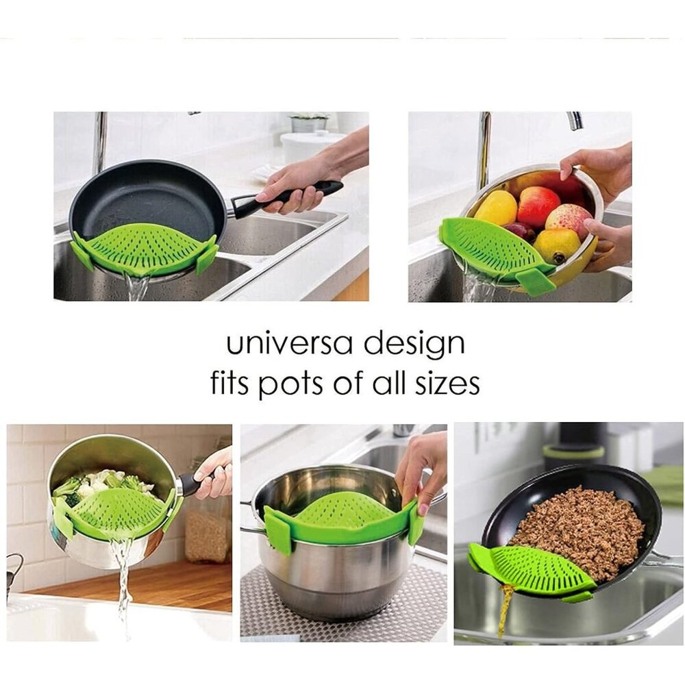 2 Pcs Clip on Strainer, Pot Strainer for Pasta Meat Vegetables Fruit, Silicone S - Picture 6 of 6